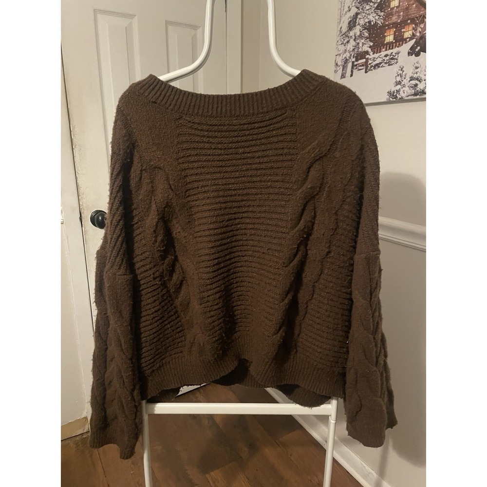 Wonderly  Brown Cable Knit Pull Over Sweater Polyester XXLg